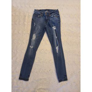 WOMEN'S AEROPOSTALE FLEX EFFECTS DISTRESSED STRETCH LOW RISE DENIM JEANS size 2